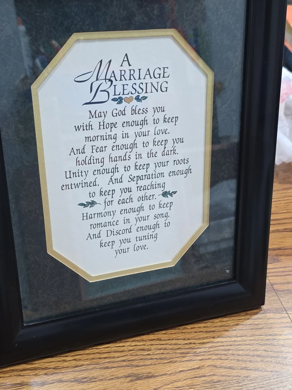 Black Framed 'A Marriage Blessing' Wall Art Vintage